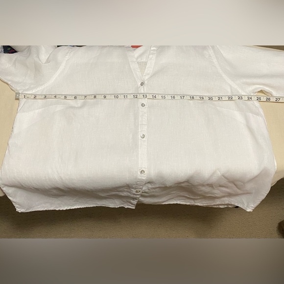 Sigrid Olsen 100% Linen White Long Sleeve Button Front Shirt Top, Plus Size 1X. - Picture 6 of 11